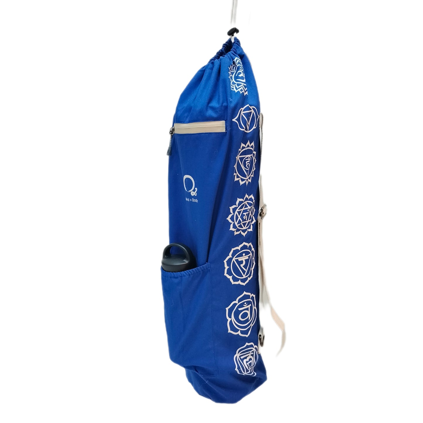 Yoga Bag With Zippered Pocket - Light Blue with Chakras